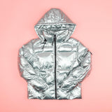 "Coco" Matching Puffer Coat in Silver - Tella Couture