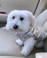 "Coco" Pet Puffer Coat in Silver - Tella Couture