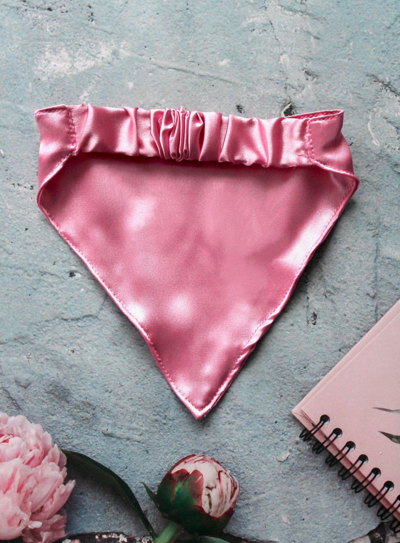 rose all day pink silk pet bandana
