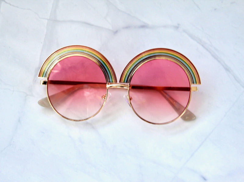 "Over the Rainbow" Human Sunglasses in Pink - Tella Couture