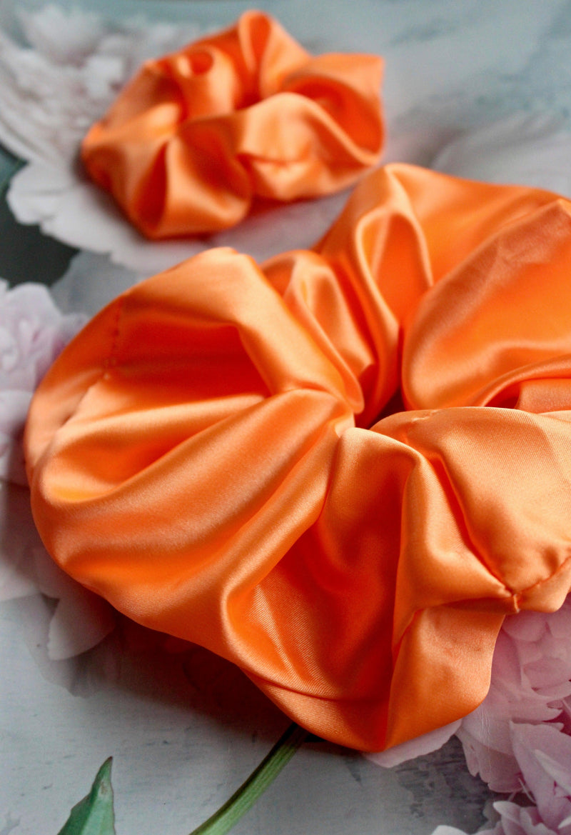 Orange Silk Scrunchies - Oversized XXL Srunchie