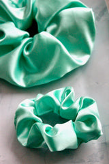 seagreen silk scrunchie. regular size and xxl scrunchie