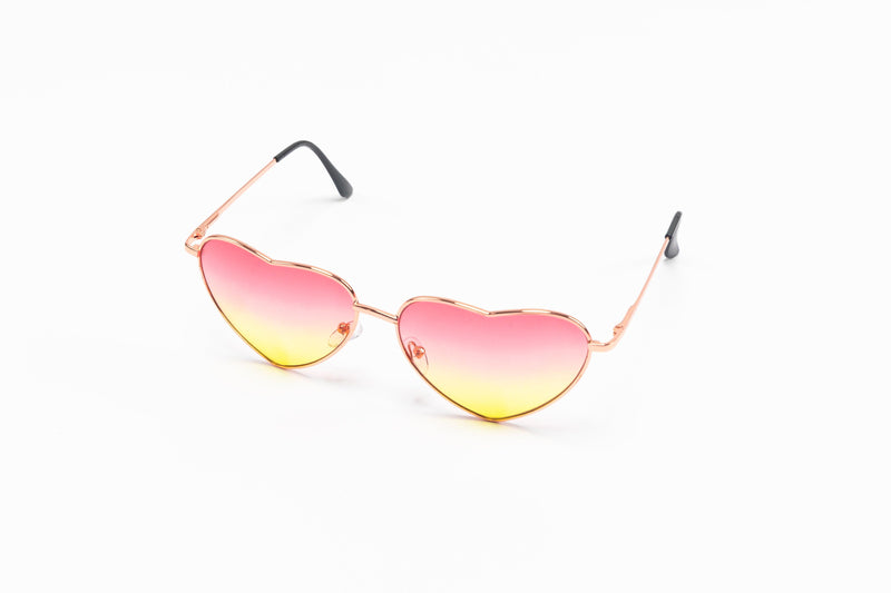 Pink Yellow Ombre Adult Heart Sunglasses 
